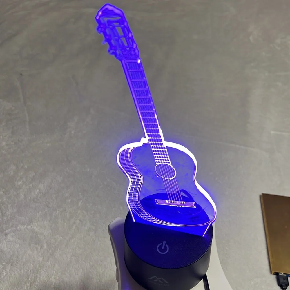 TOPINCN. Guitar Night Light LED 7 Colors Nightlight Desktop Lamp Home Decore